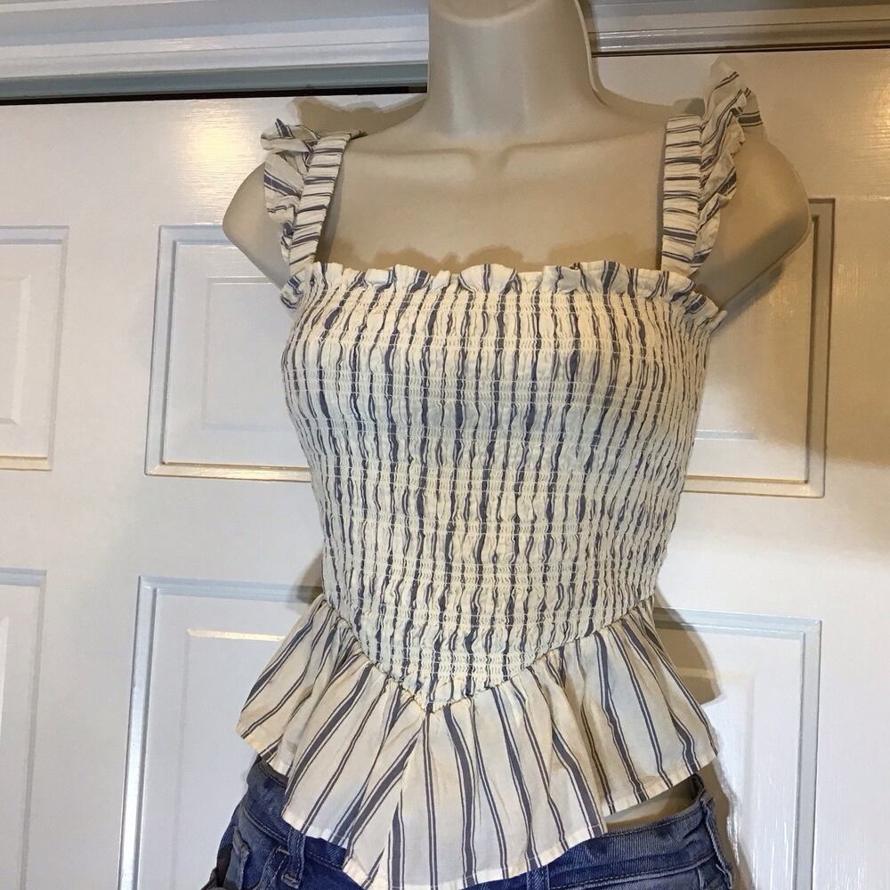 American Eagle Women Y2K Milkmaid Coquette Babydoll Top XL Smocked Cowgirl